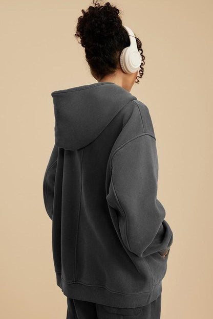 355G Washed Fleece Hoodie