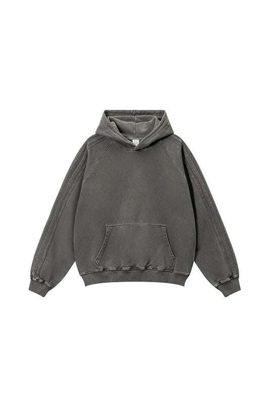 410GSM Stripe Side Pigment Dyed Hoodie