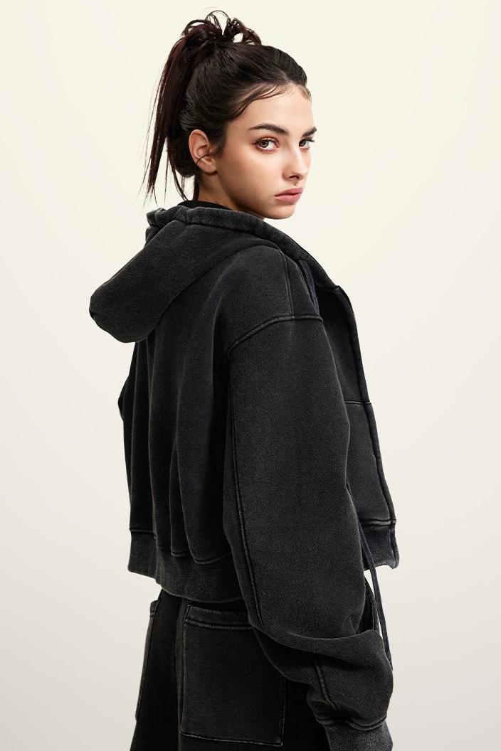 Washed Fleece Zipper Jacket
