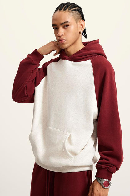 Contrast Sleeve Fleece Hoodie