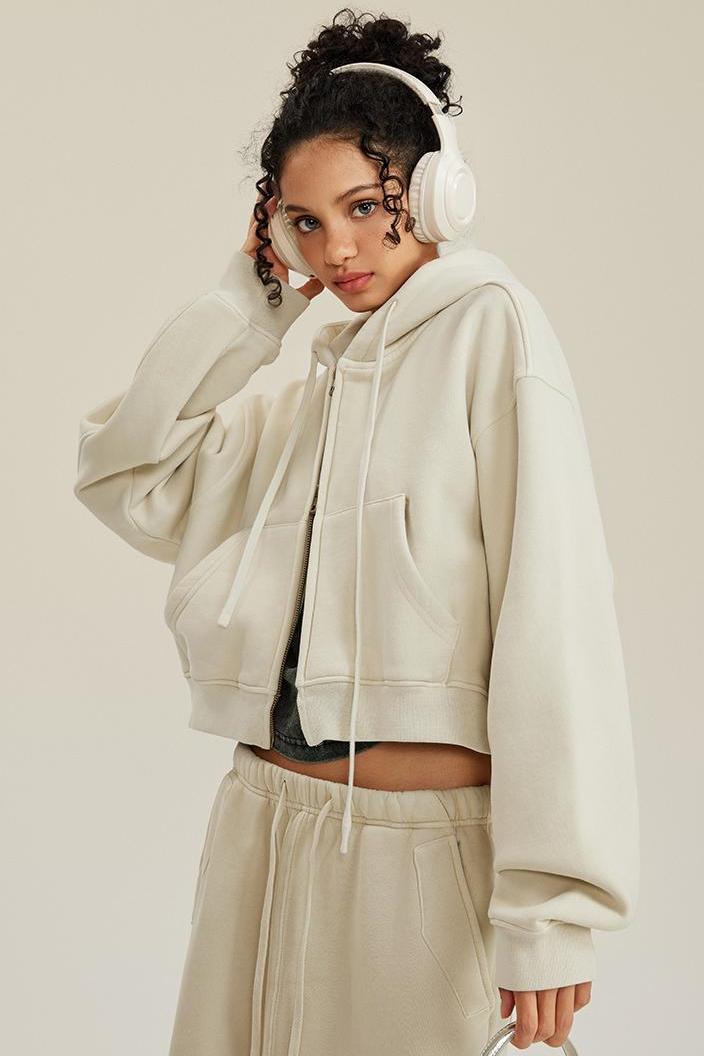 Washed Fleece Zipper Jacket
