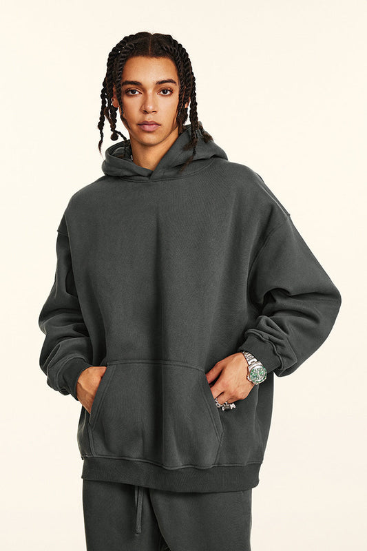 345GSM Fleece Solid Oversized Hoodie