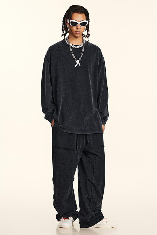 100% Cotton 250GSM Pigment Dyed Long Sleeve Crew