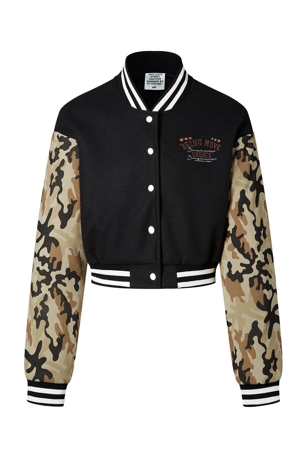 Camo Sleeve Baseball Jacket