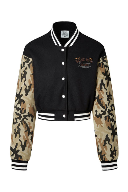 Camo Sleeve Baseball Jacket