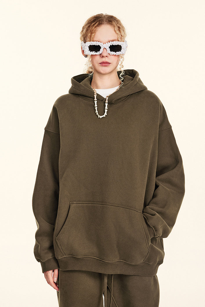 345GSM Fleece Solid Oversized Hoodie