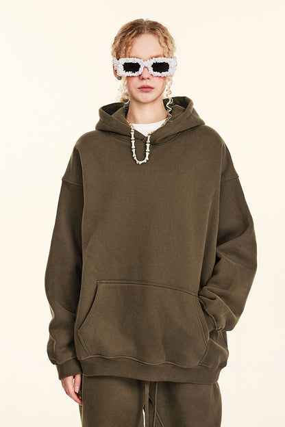345GSM Fleece Solid Oversized Hoodie