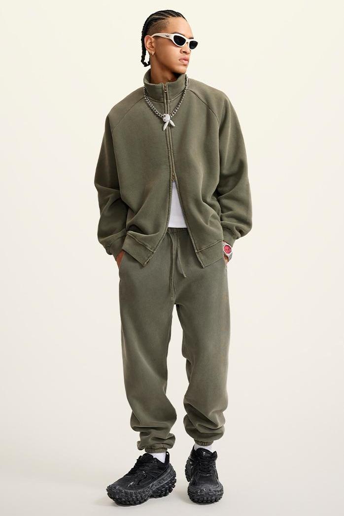 Washed Fleece Zipper Jacket