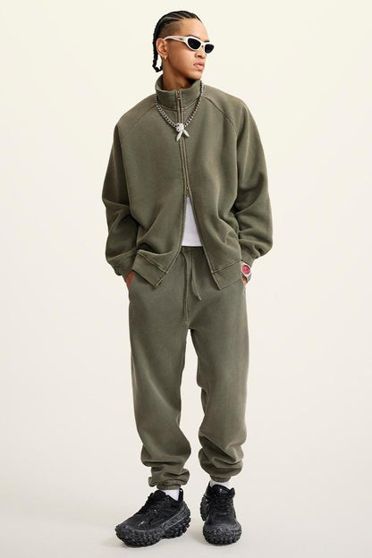 Washed Fleece Zipper Jacket