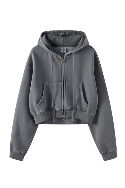 Washed Fleece Zipper Jacket