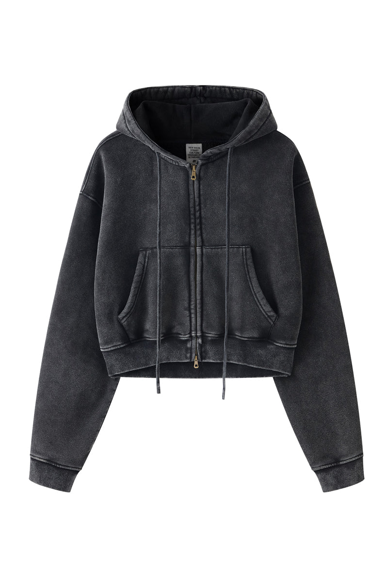 Washed Fleece Zipper Jacket