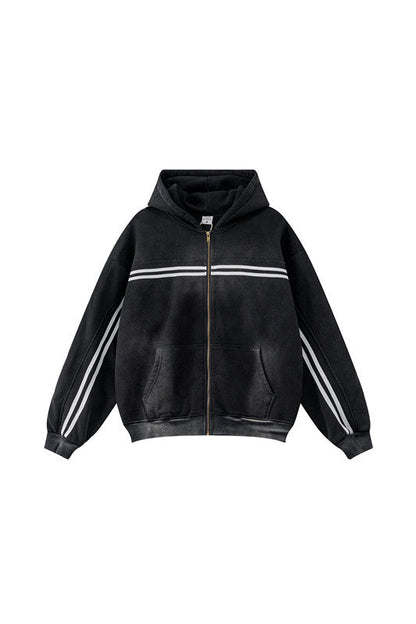 332GSM Stripe Designed Fleece Zipper Jacket