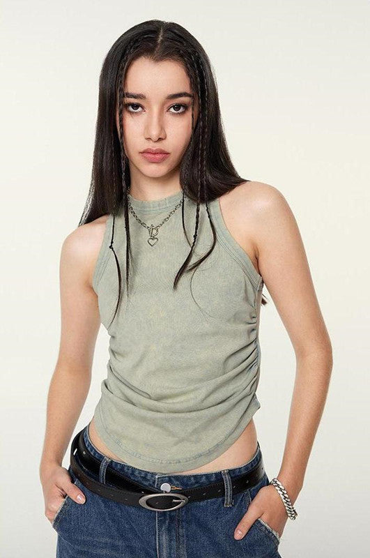 235GSM Ruched Coolness Material Washed Vest