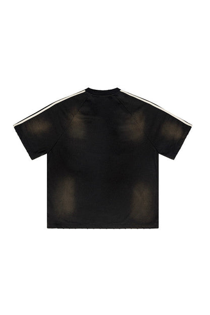 300GSM Dirty Effect Stripe Side Tee