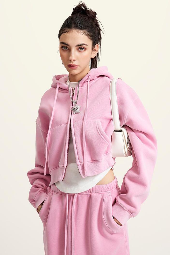 Washed Fleece Zipper Jacket