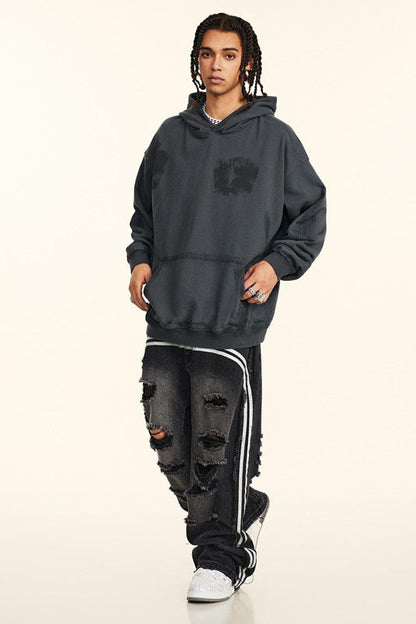 370GSM Dirty Effect Washed Out Hoodie