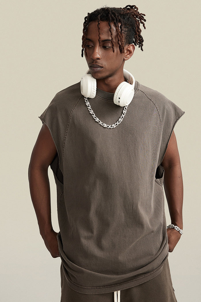 Washed Sleeveless Muscle Tee