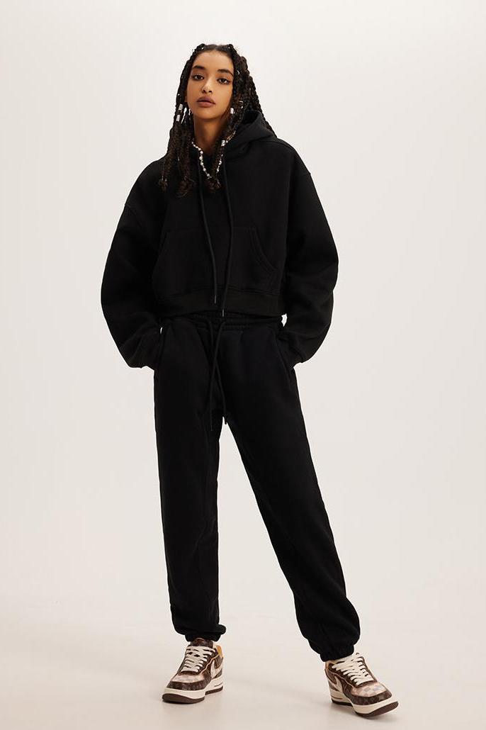 Basic Fleece Crop Hoodie