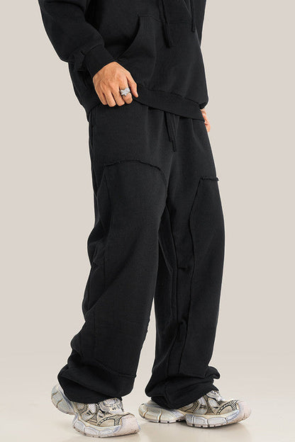 332GSM Patchwork Wash Out Fleece Sweatpants