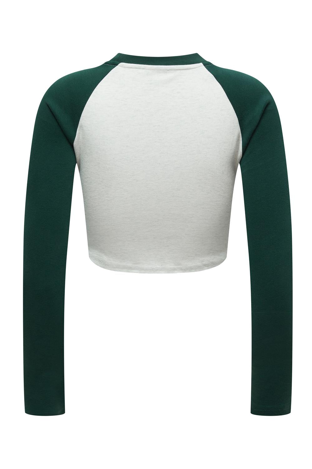 Contrast Sleeve Crop Crew