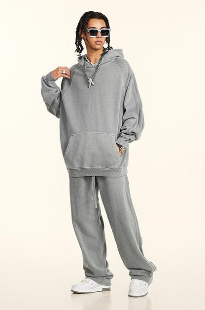 410GSM Stripe Side Pigment Dyed Hoodie