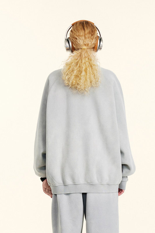 332GSM Spray Washed Raglan Sleeve 1/4 Zip Sweatshirt