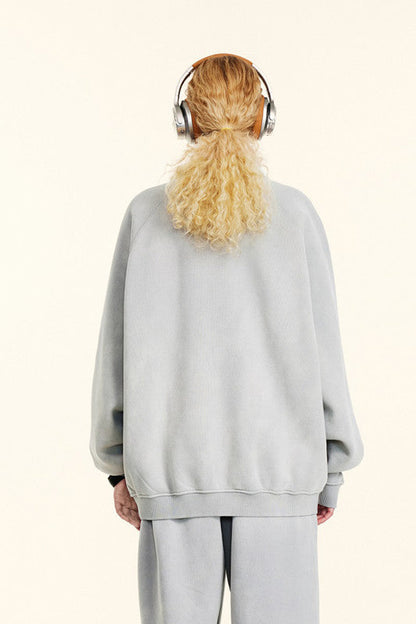 332GSM Spray Washed Raglan Sleeve 1/4 Zip Sweatshirt