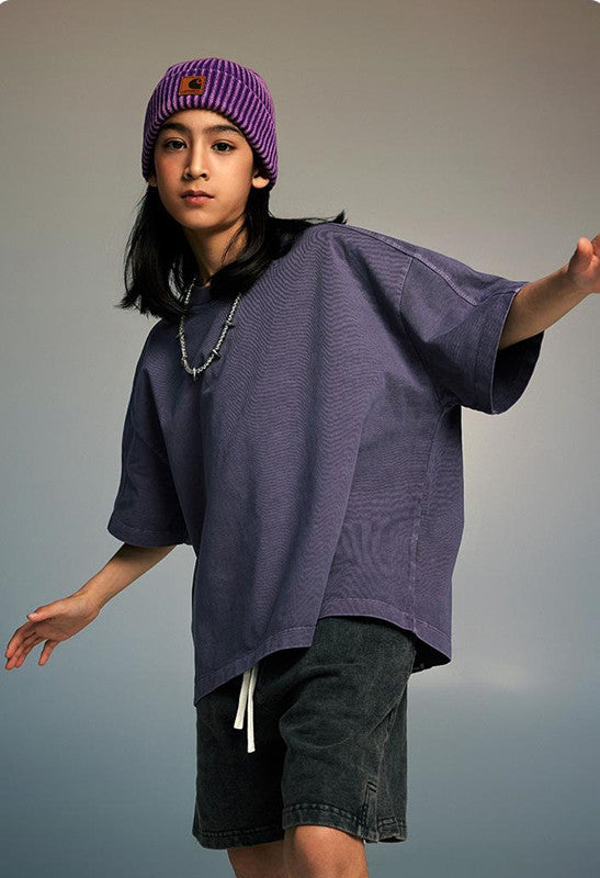 Kids 250G Side Stripe Washed Tee