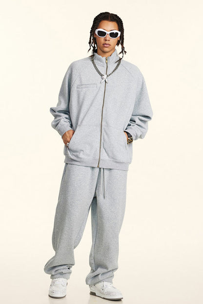 420GSM Solid Color Fleece  Zipper Jacket