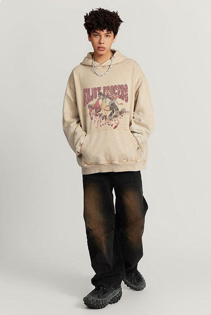420GSM Digital Printed Wash Out Oversized Hoodie