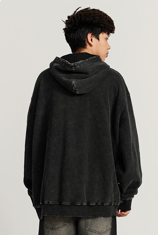 420GSM Over Pocket Printed Washed Hoodie