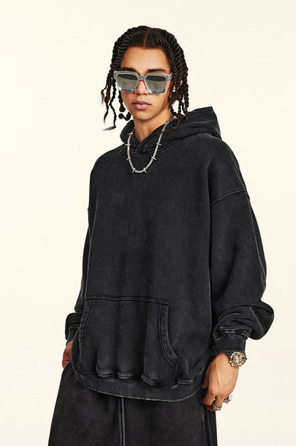 332GSM Pigment Dyed Washed Fleece Hoodie