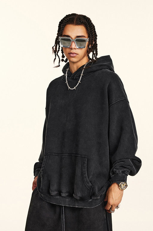 332GSM Pigment Dyed Washed Fleece Hoodie