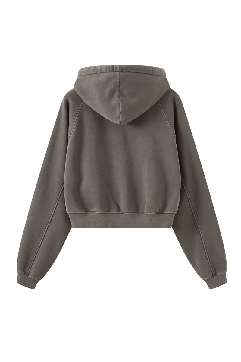 Fleece Pigment Dyed Crop Hoodie