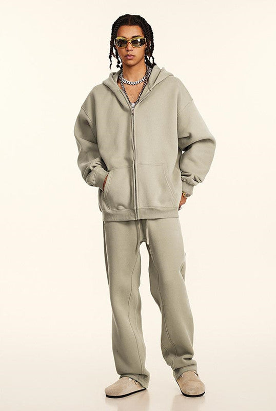 345GSM Fleece Solid Color Zipper Jacket