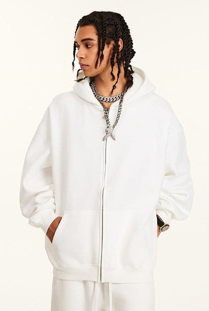 345GSM Fleece Solid Color Zipper Jacket