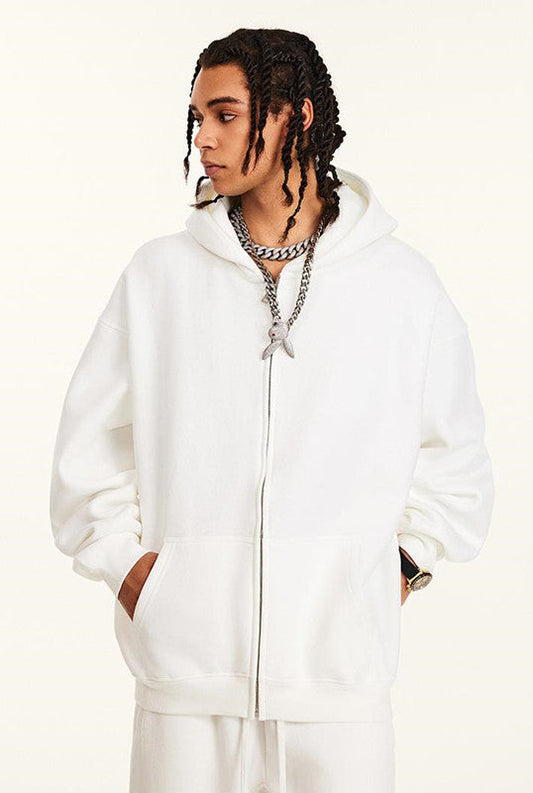 345GSM Fleece Solid Color Zipper Jacket