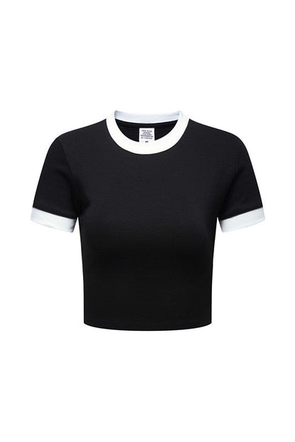 220GSM Color Contrast Crop Tee