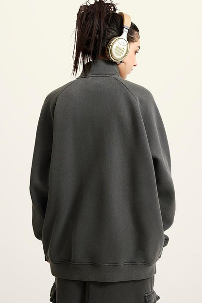 Washed Fleece Zipper Jacket