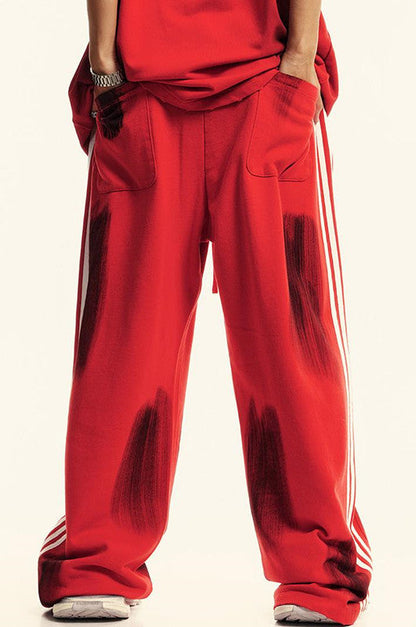 380GSM Brush Dyed Stripe Side Sweatpants