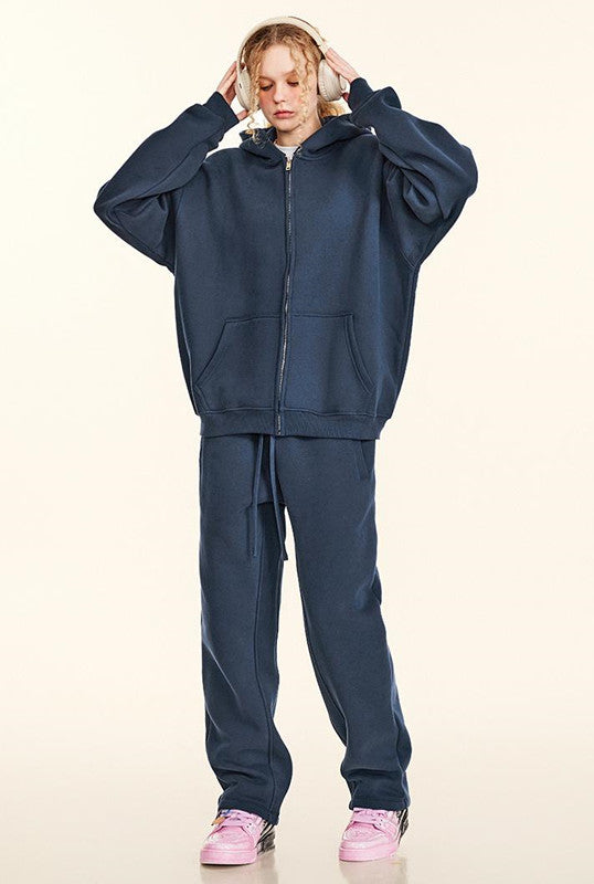 345GSM Fleece Solid Color Zipper Jacket