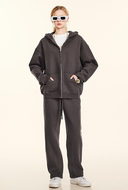 345GSM Fleece Solid Color Zipper Jacket