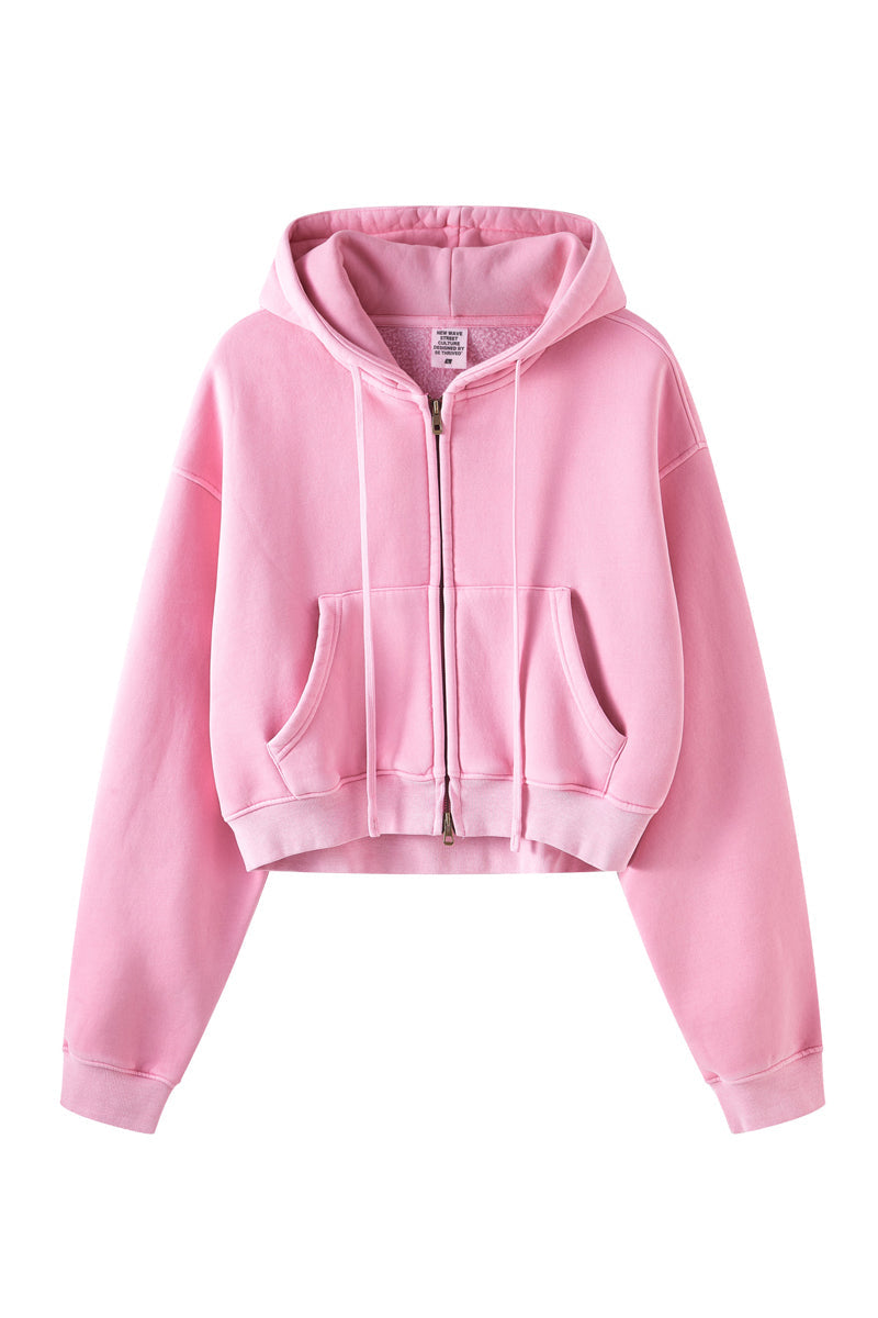Washed Fleece Zipper Jacket