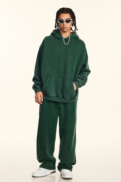 332GSM Pigment Dyed Washed Fleece Hoodie