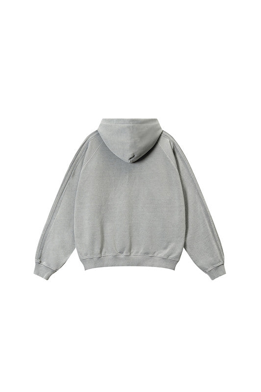 410GSM Stripe Side Pigment Dyed Hoodie