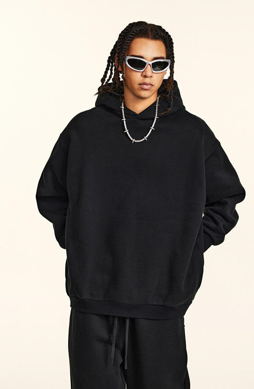 345GSM Solid Color Zipper Pockets Hoodie
