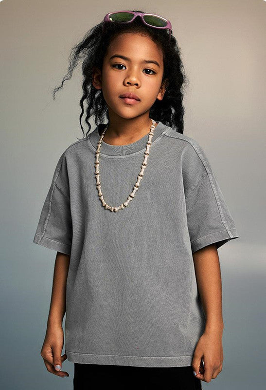 Kids 250G Side Stripe Washed Tee