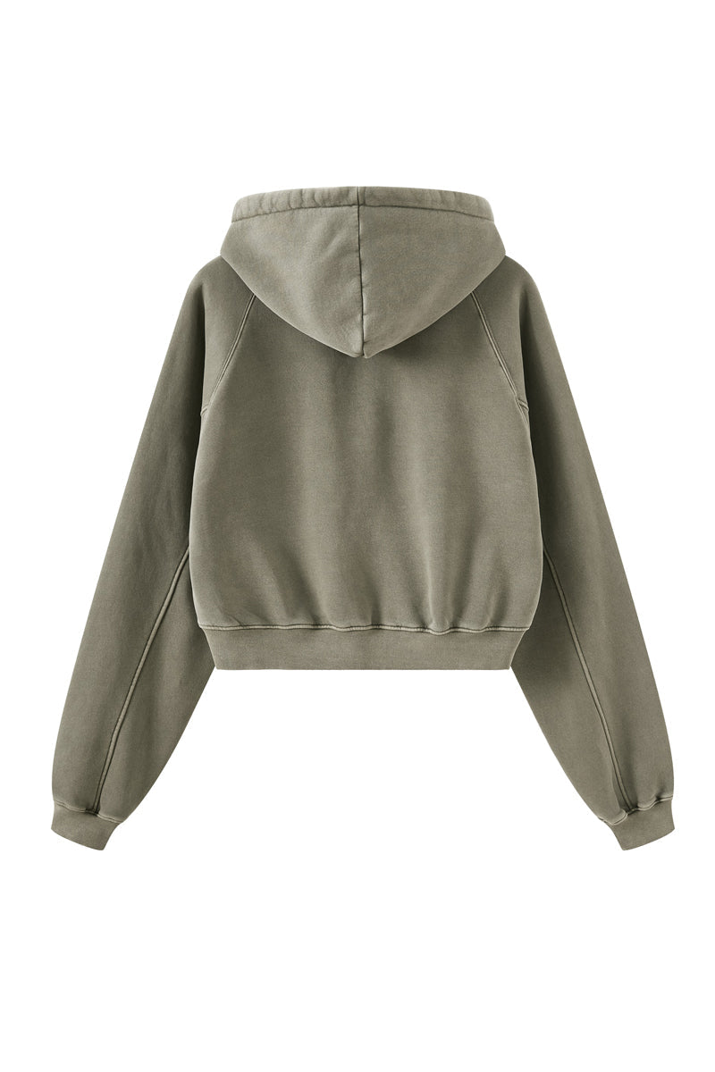 Fleece Pigment Dyed Crop Hoodie