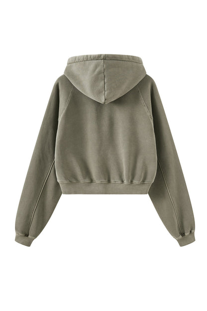 Fleece Pigment Dyed Crop Hoodie
