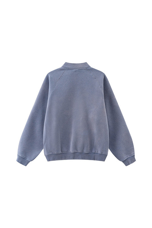 332GSM Spray Washed Raglan Sleeve 1/4 Zip Sweatshirt